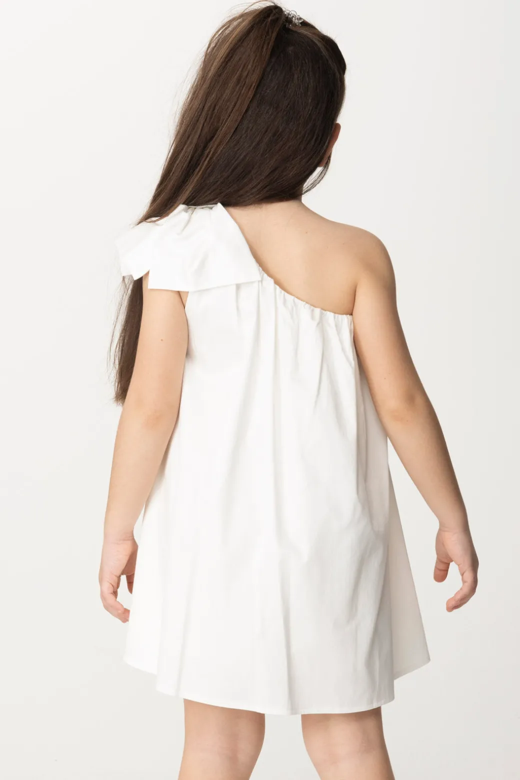 Elisabetta Franchi Bambina Abito Prendisole Monospalla con Fiocco