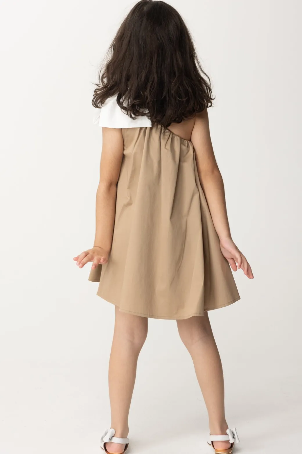 Elisabetta Franchi Bambina Abito Prendisole Monospalla con Fiocco