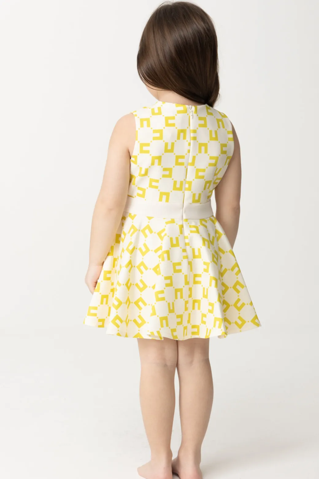 Elisabetta Franchi Bambina Abito Stampa Logo con Gonna a Ruota