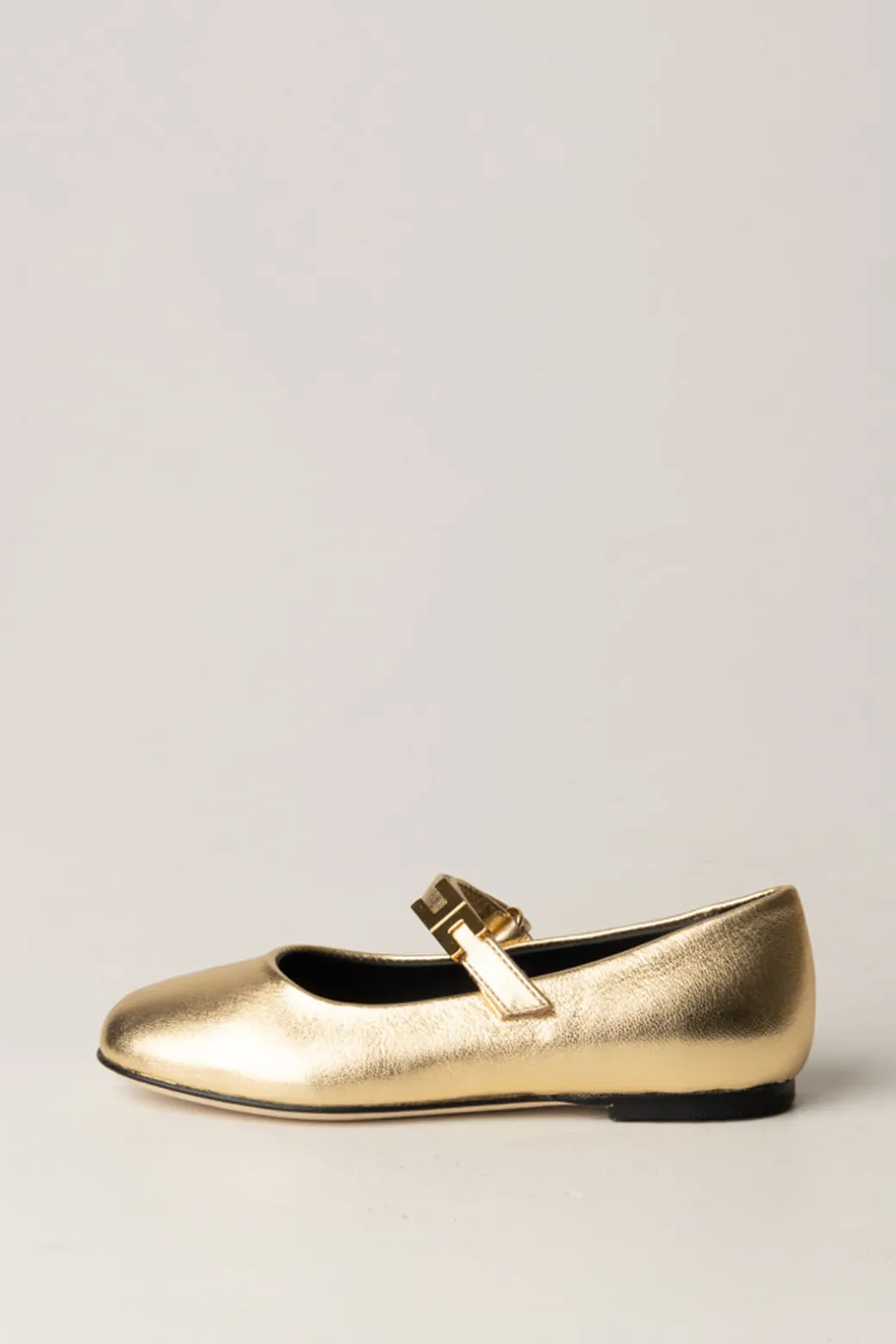 Elisabetta Franchi Bambina Ballerina Dorata con Logo In Metallo Cc