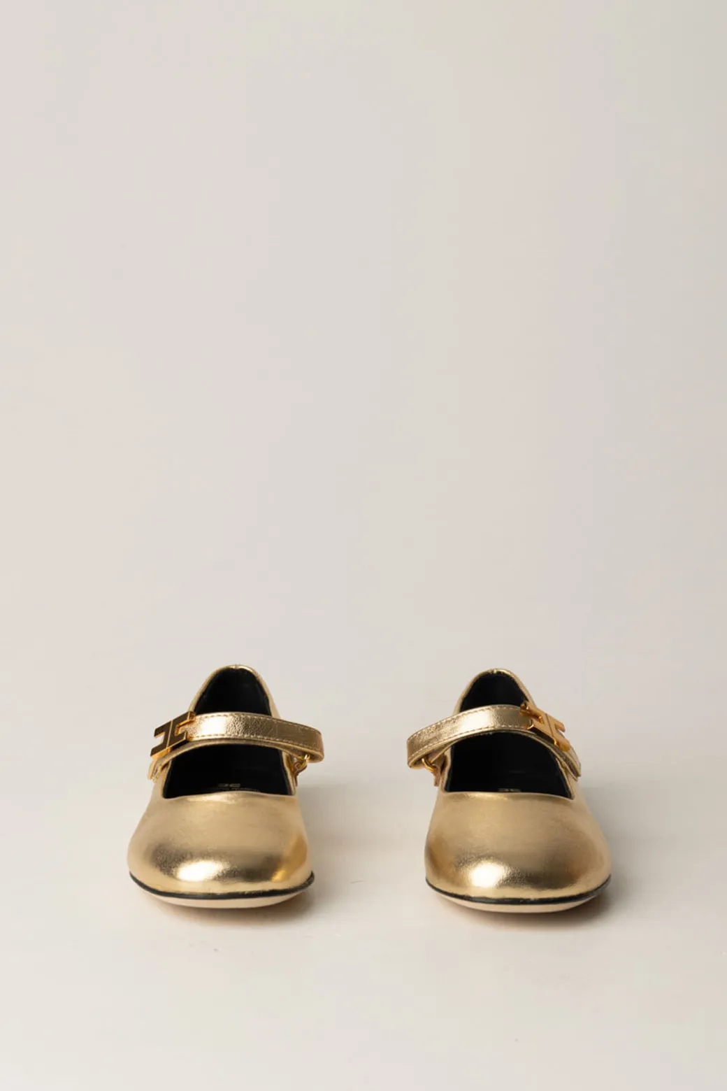 Elisabetta Franchi Bambina Ballerina Dorata con Logo In Metallo Cc