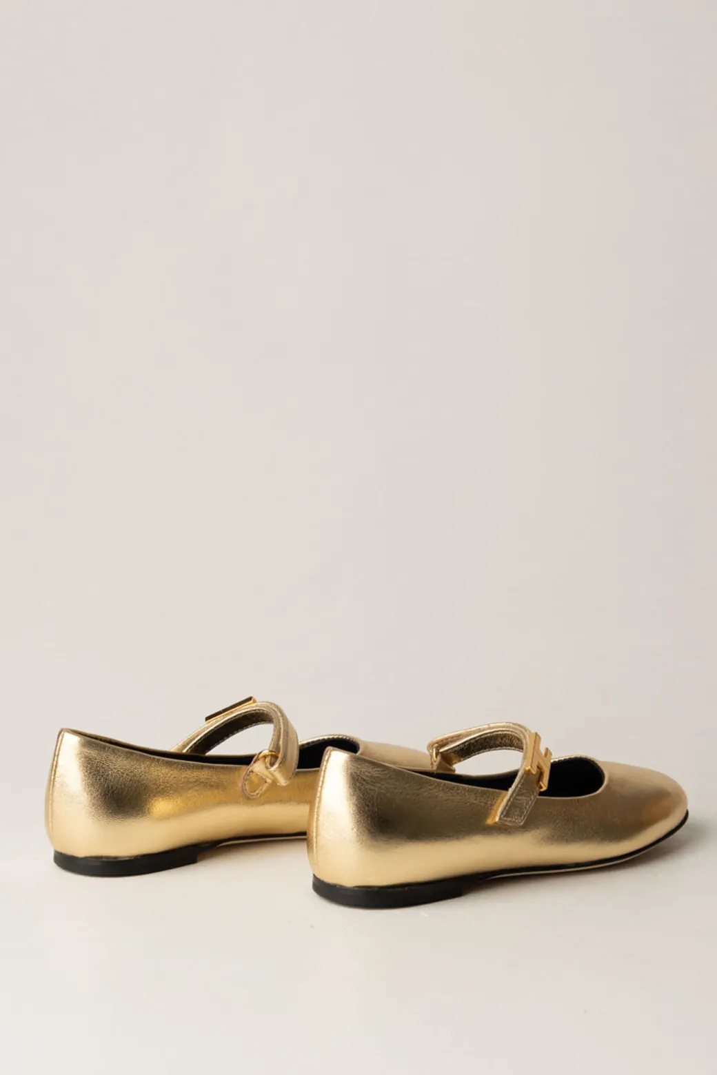 Elisabetta Franchi Bambina Ballerina Dorata con Logo In Metallo Cc