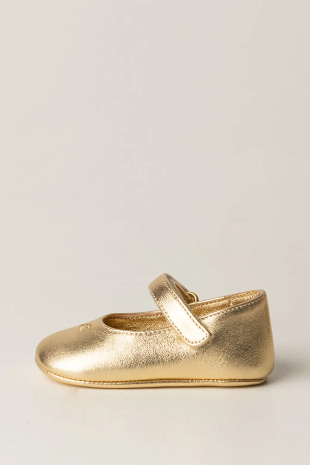 Elisabetta Franchi Bambina Ballerine Dorate con Logo Cc