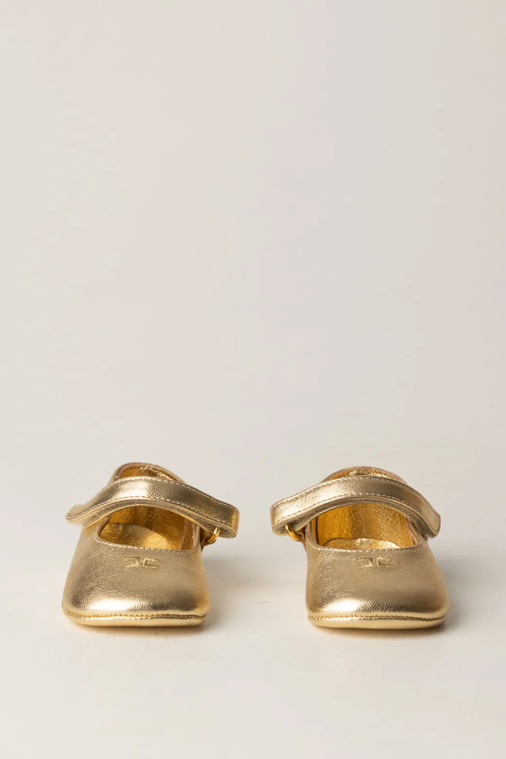 Elisabetta Franchi Bambina Ballerine Dorate con Logo Cc