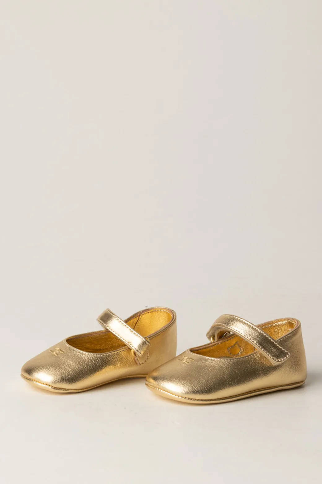 Elisabetta Franchi Bambina Ballerine Dorate con Logo Cc