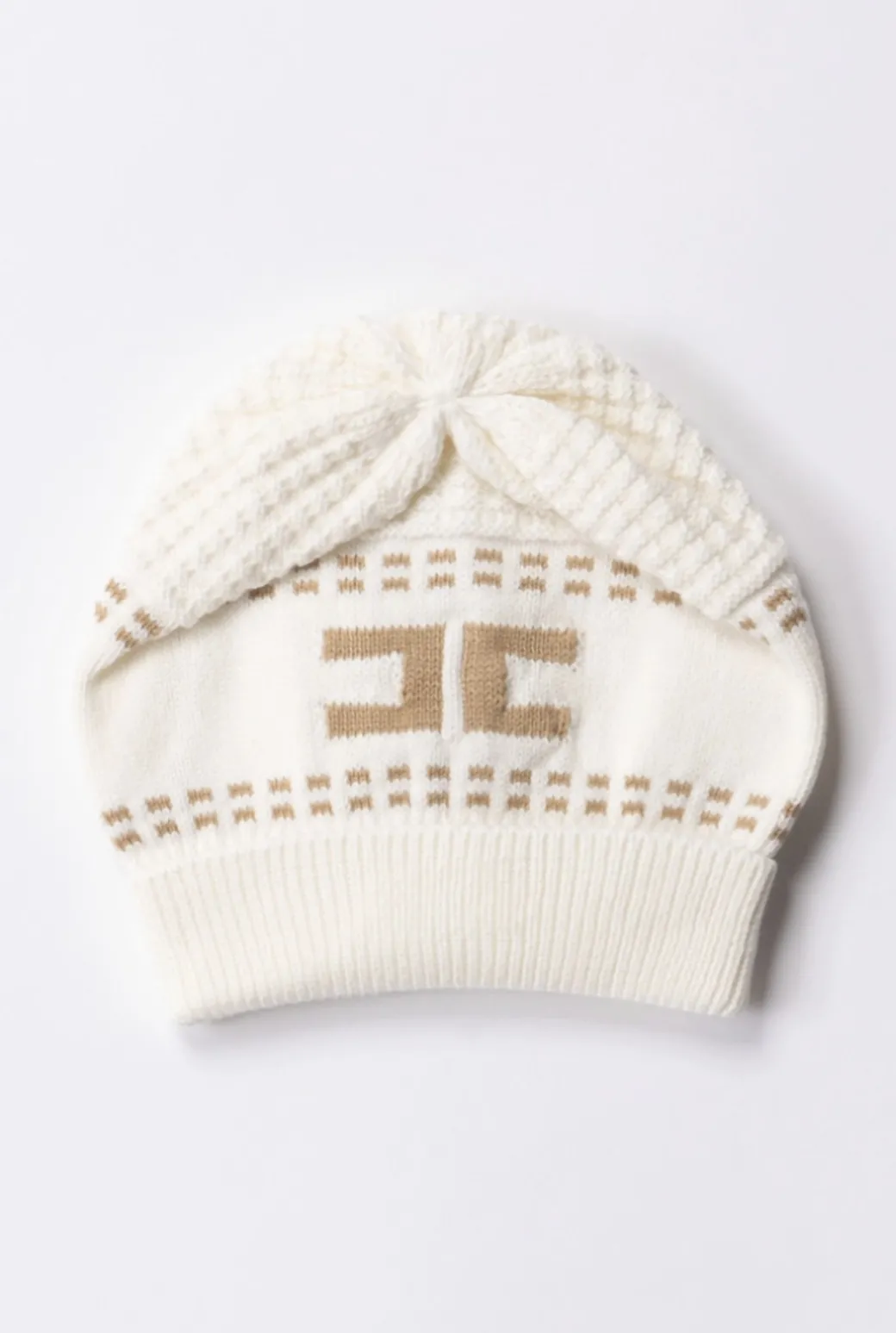 Elisabetta Franchi Bambina Berretto Tricot con Logo a Contrasto