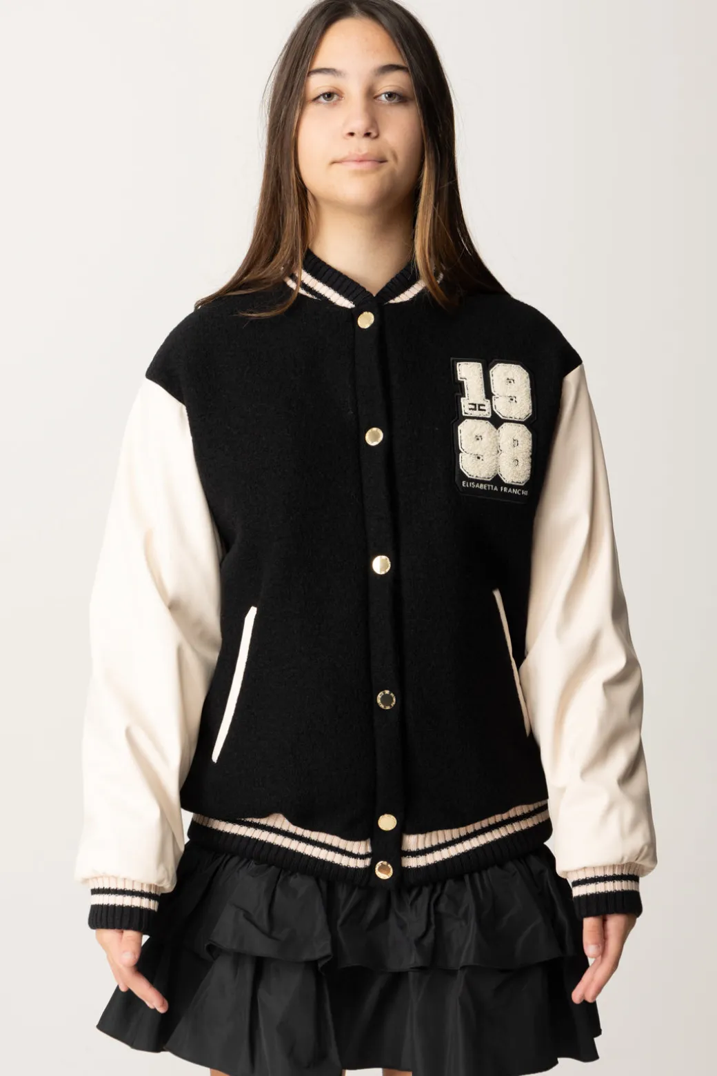Elisabetta Franchi Bambina Bomber Bicolore con Patch 1998