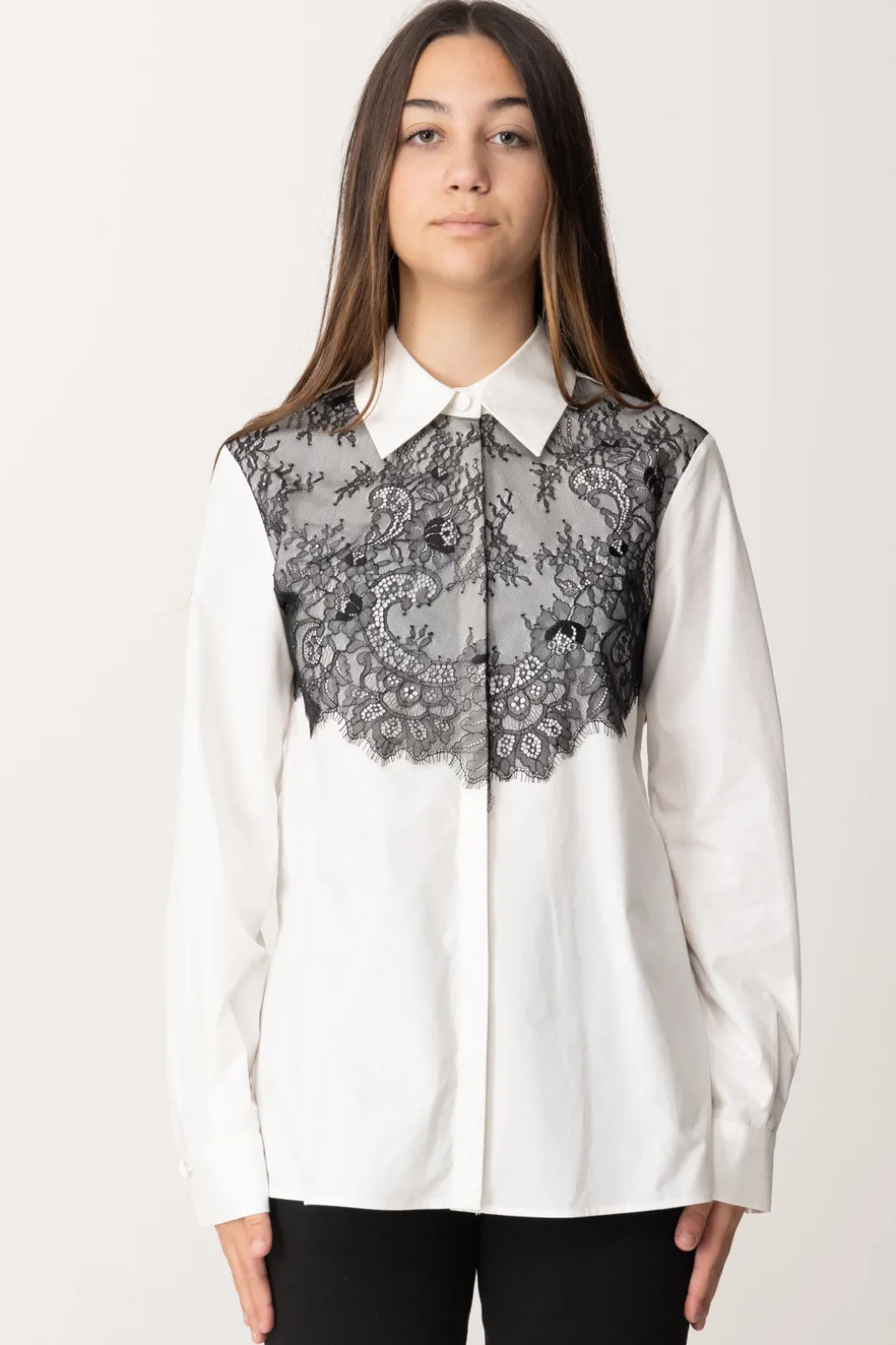 Elisabetta Franchi Bambina Camicia con Inserto Bustino In Pizzo
