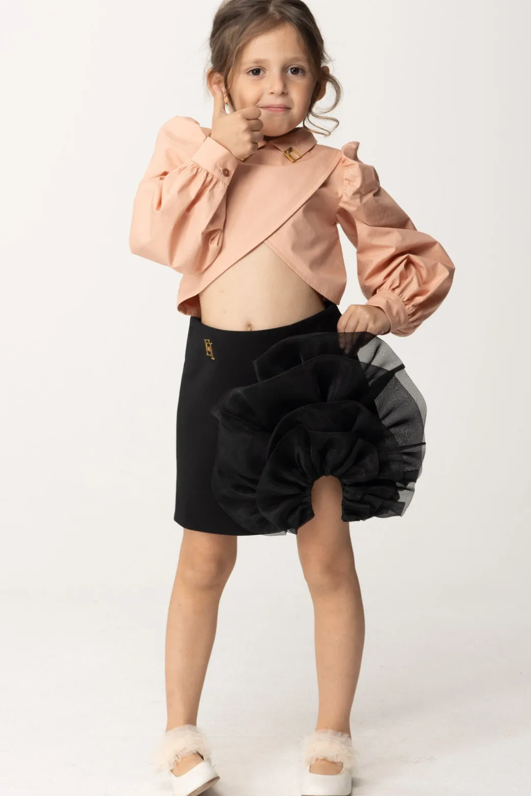 Elisabetta Franchi Bambina Camicia Cropped a Incrocio