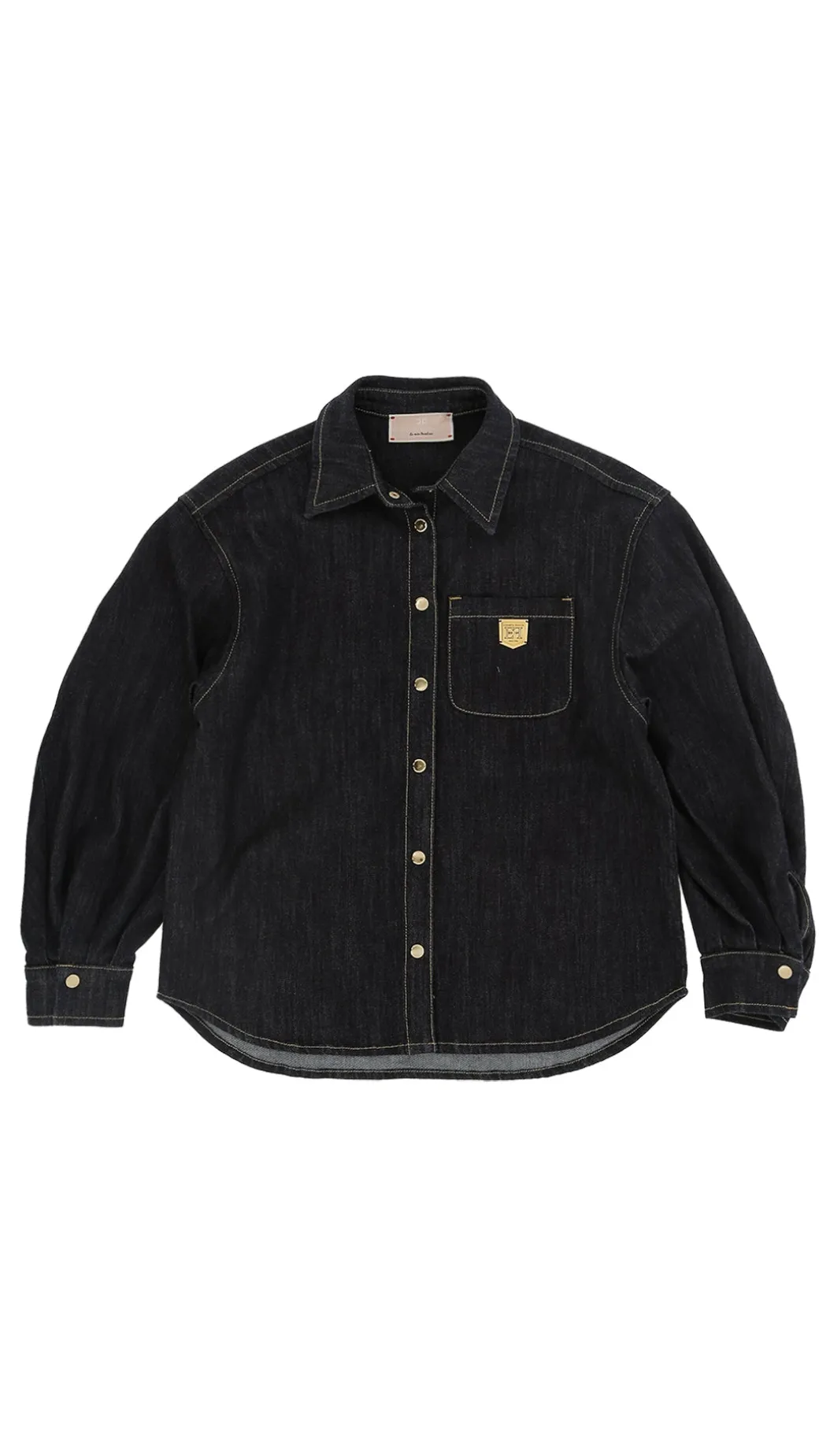 Elisabetta Franchi Bambina Camicia In Denim con Placca Scudetto