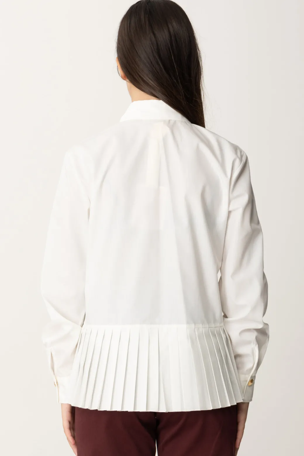 Elisabetta Franchi Bambina Camicia In Popeline con Plissé e Ricamo Logo