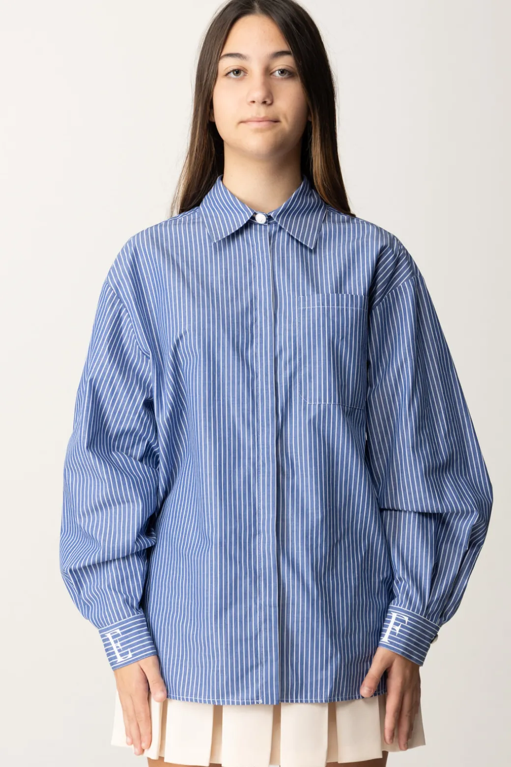 Elisabetta Franchi Bambina Camicia In Popeline con Stampa Righe