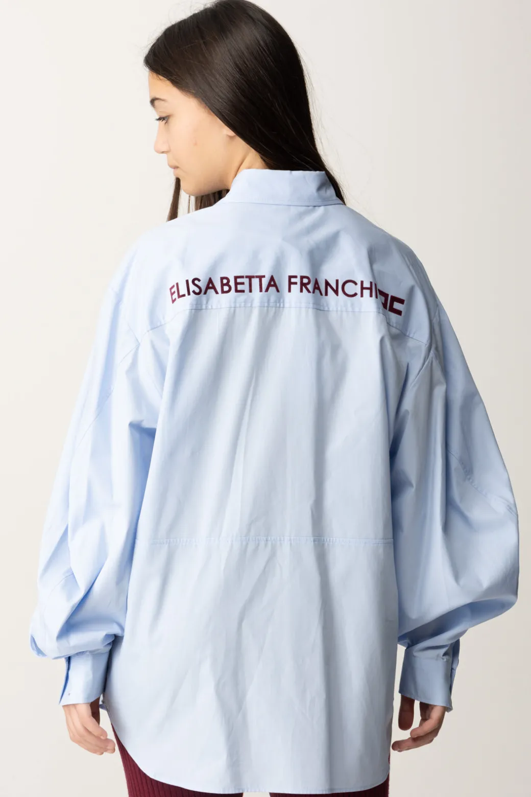 Elisabetta Franchi Bambina Camicia Over con Ricamo Flock Sul Retro