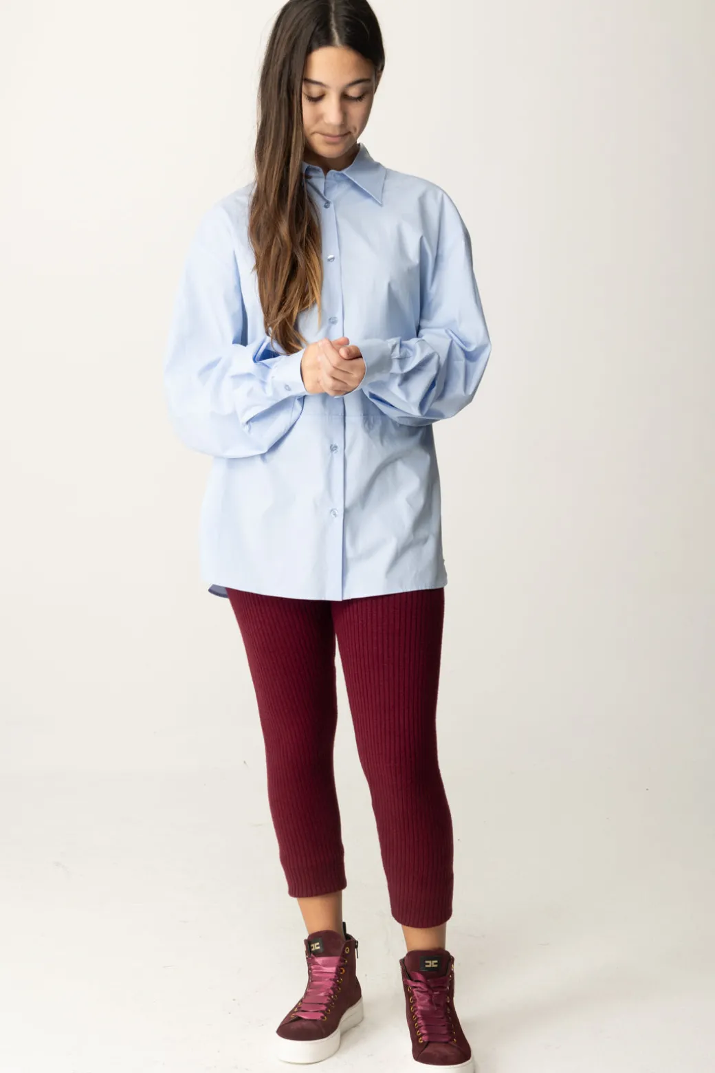 Elisabetta Franchi Bambina Camicia Over con Ricamo Flock Sul Retro