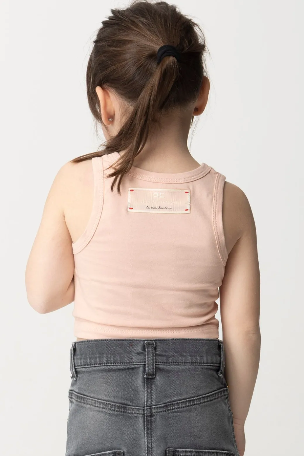 Elisabetta Franchi Bambina Canotta con Etichetta Logo Sul Retro