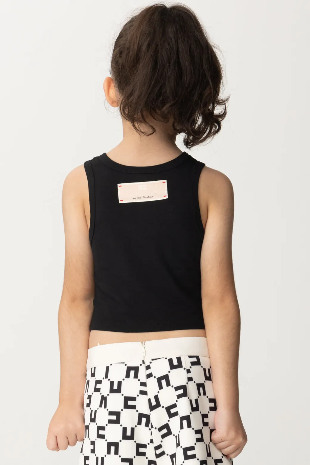 Elisabetta Franchi Bambina Canotta con Etichetta Logo Sul Retro