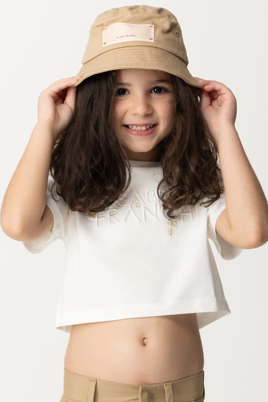 Elisabetta Franchi Bambina Cappello Alla Pescatora con Etichetta Logata