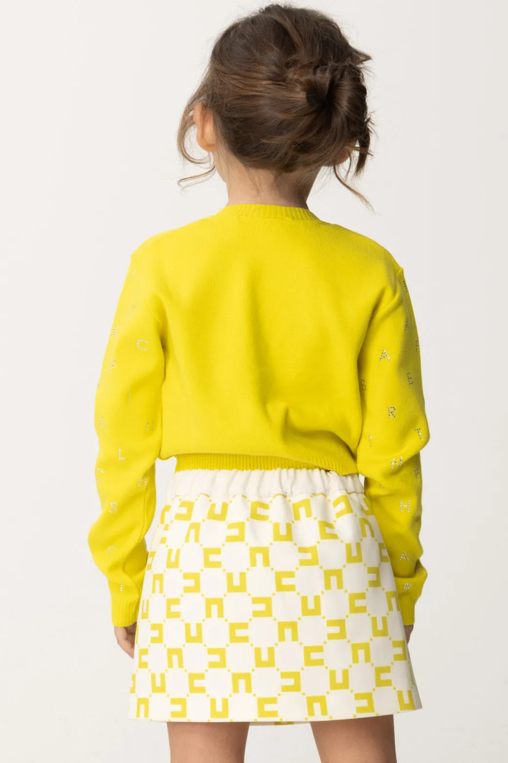 Elisabetta Franchi Bambina Cardigan con Lettering In Strass