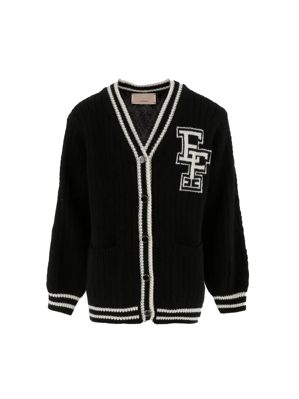 Elisabetta Franchi Bambina Cardigan In Lana Merinos con Ricamo Logo