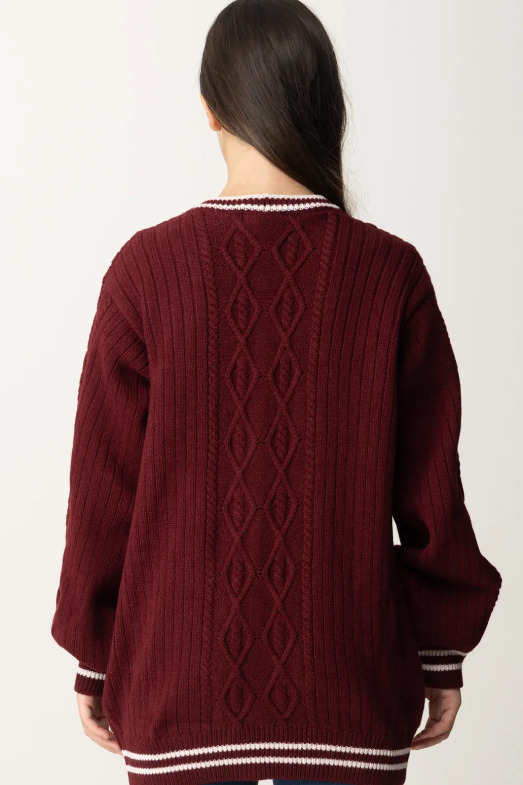 Elisabetta Franchi Bambina Cardigan In Lana Merinos con Ricamo Logo