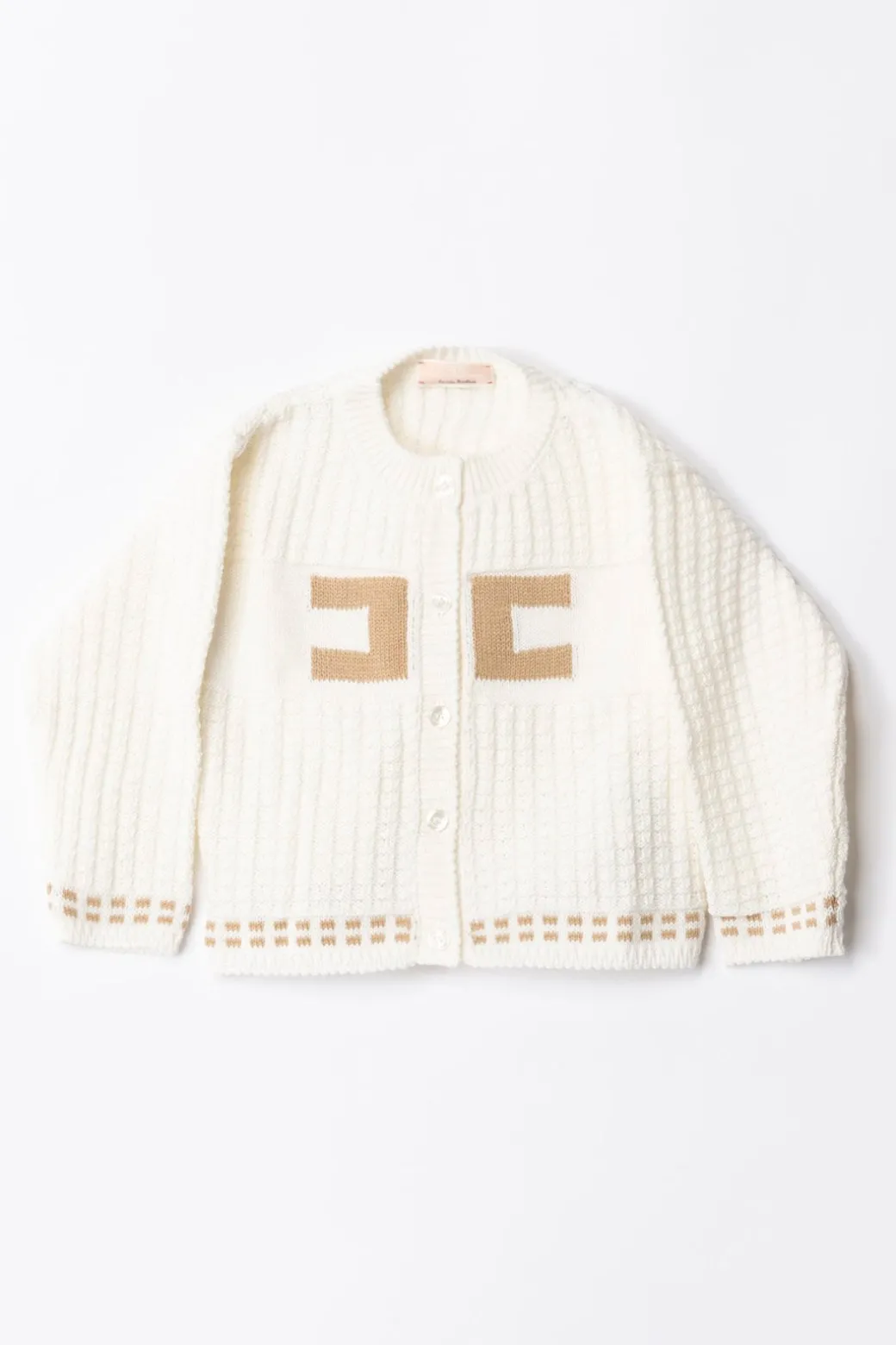 Elisabetta Franchi Bambina Cardigan Tricot con Logo Ricamato