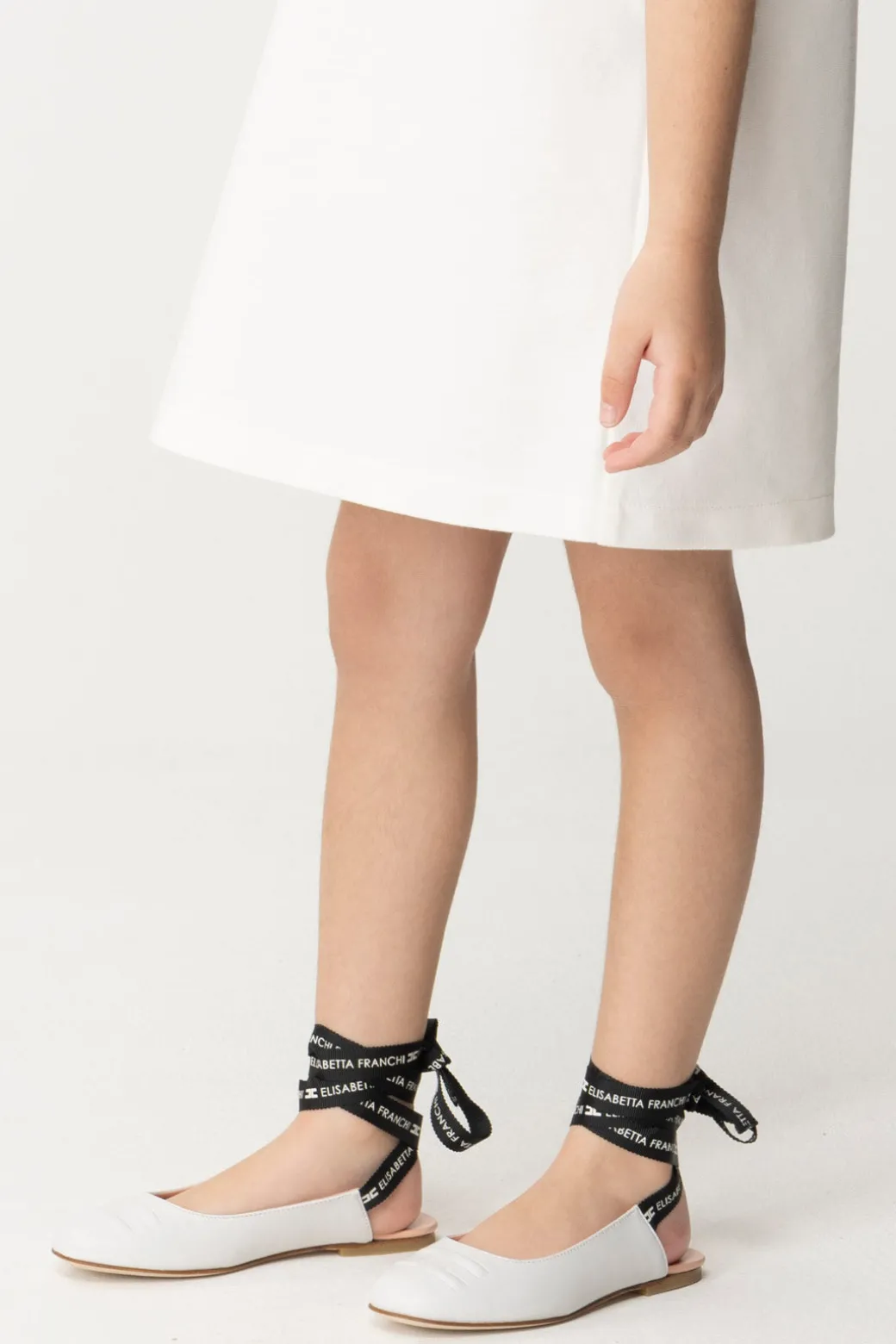 Elisabetta Franchi Bambina Chanel Flat con Laccio Logato
