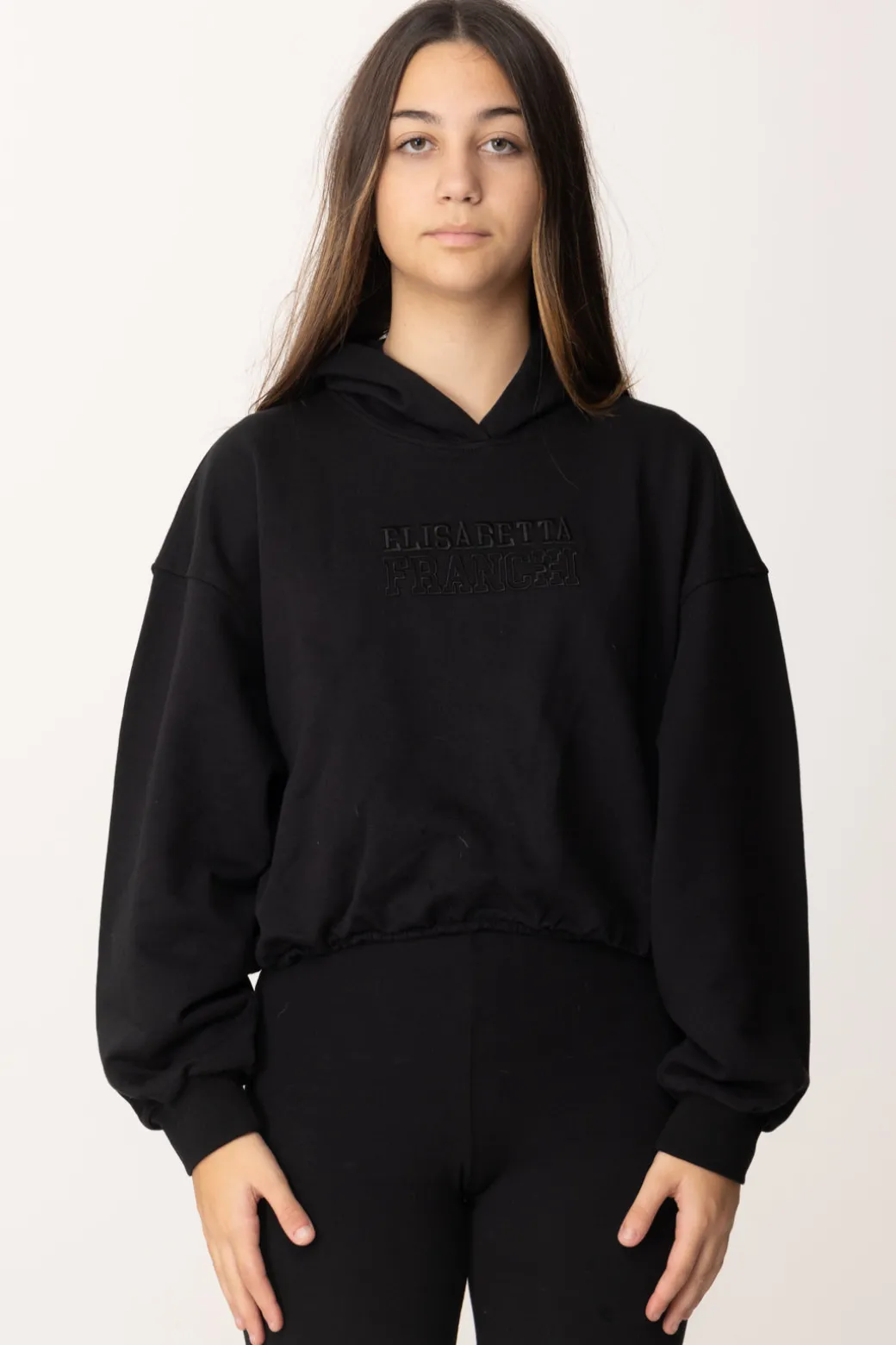 Elisabetta Franchi Bambina Felpa Crop con Ricamo Logo