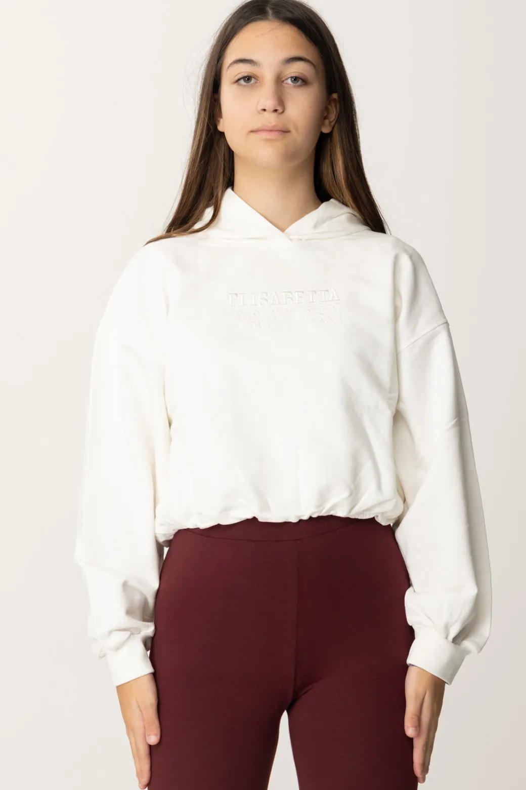 Elisabetta Franchi Bambina Felpa Crop con Ricamo Logo