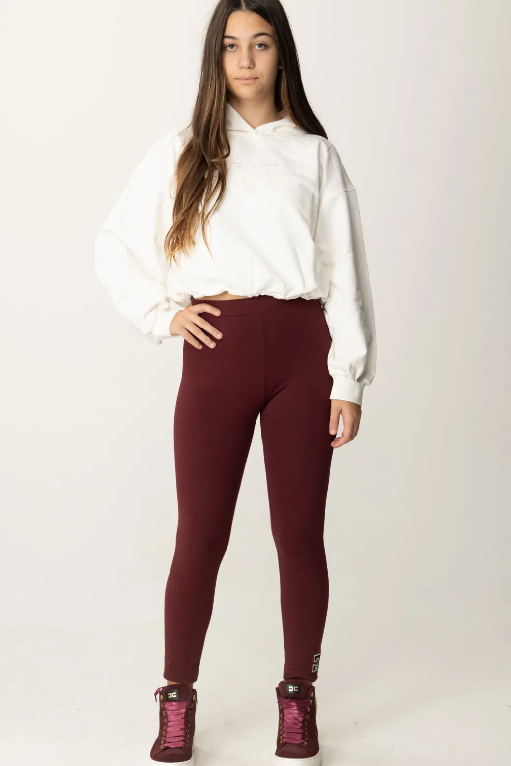 Elisabetta Franchi Bambina Felpa Crop con Ricamo Logo