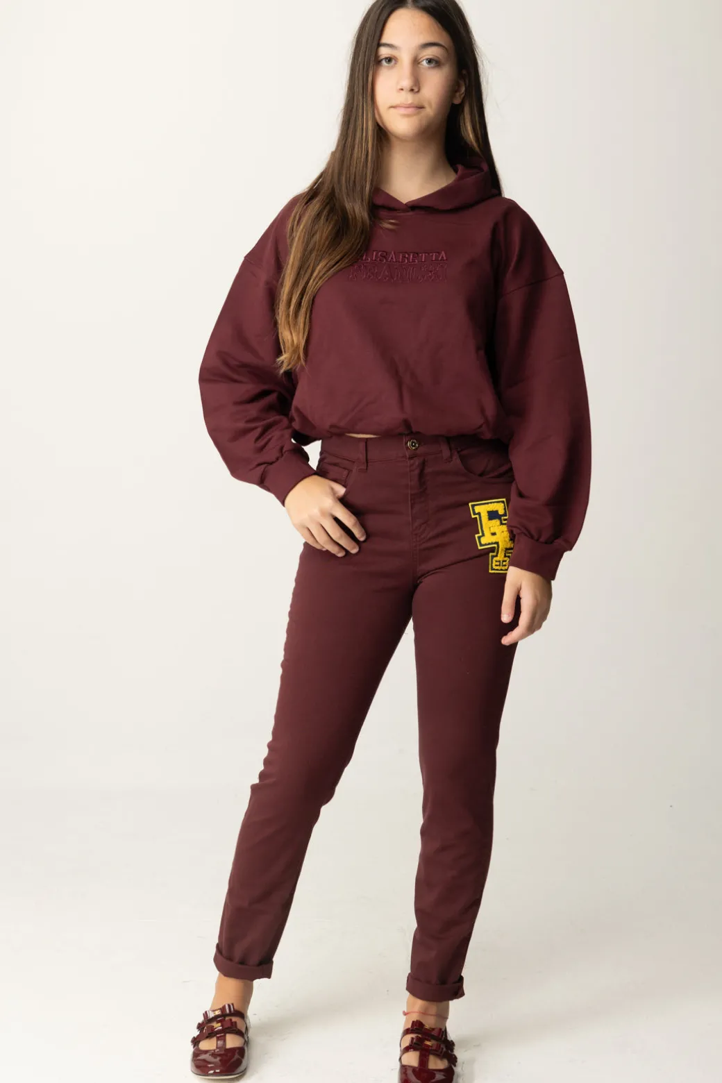 Elisabetta Franchi Bambina Felpa Crop con Ricamo Logo
