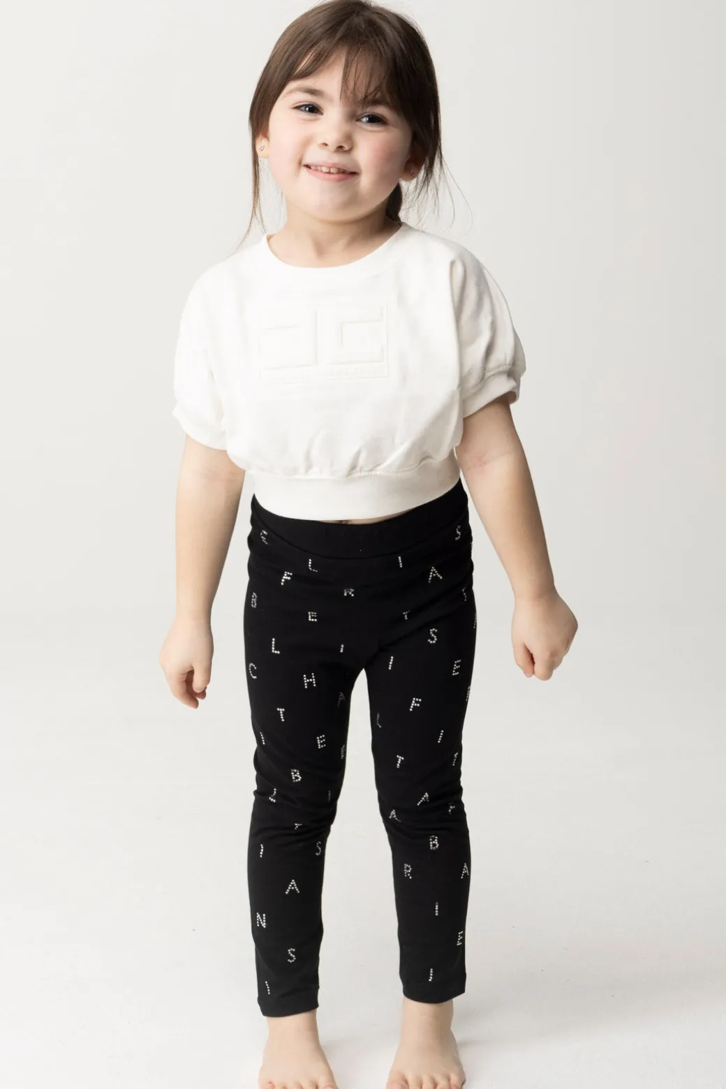 Elisabetta Franchi Bambina Felpa Crop Maniche Corte e Logo