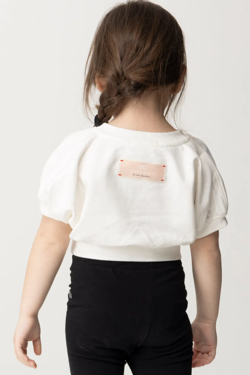 Elisabetta Franchi Bambina Felpa Crop Maniche Corte e Logo