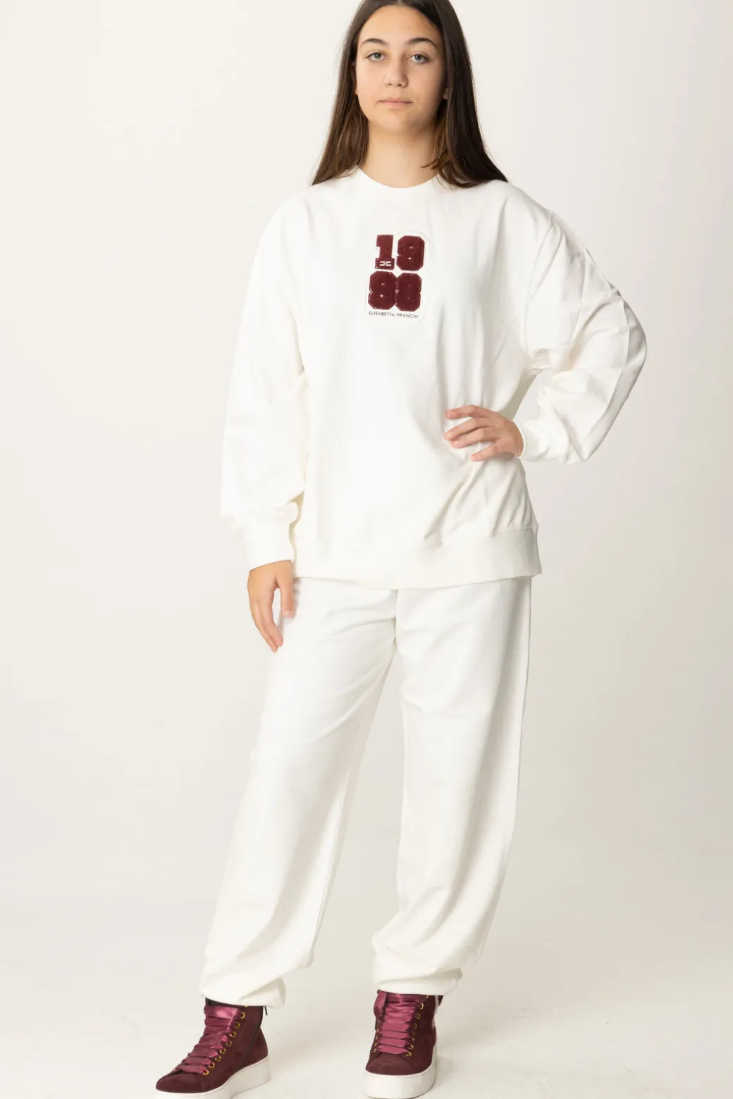 Elisabetta Franchi Bambina Felpa Over con Patch 1998