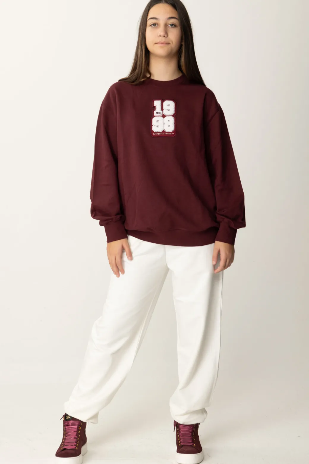 Elisabetta Franchi Bambina Felpa Over con Patch 1998