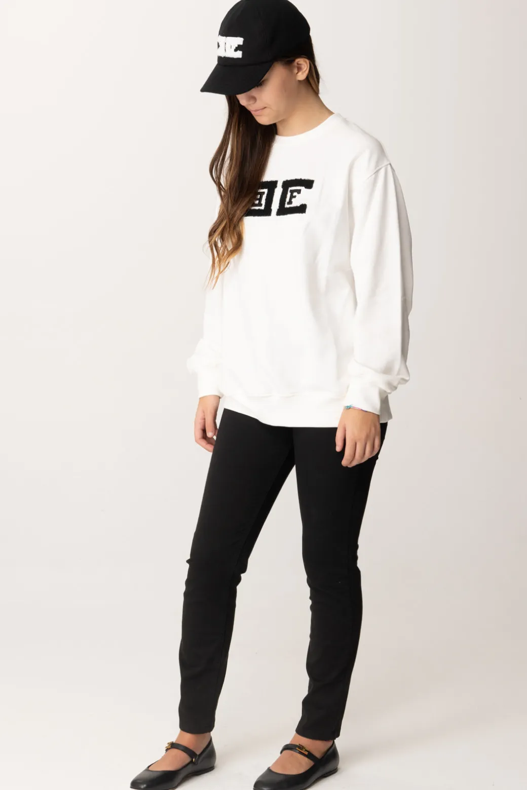 Elisabetta Franchi Bambina Felpa Over con Ricamo Logo