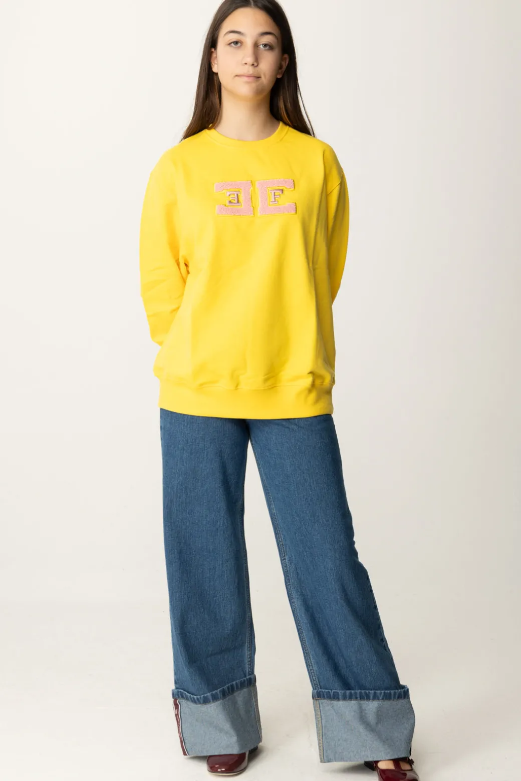 Elisabetta Franchi Bambina Felpa Over con Ricamo Logo