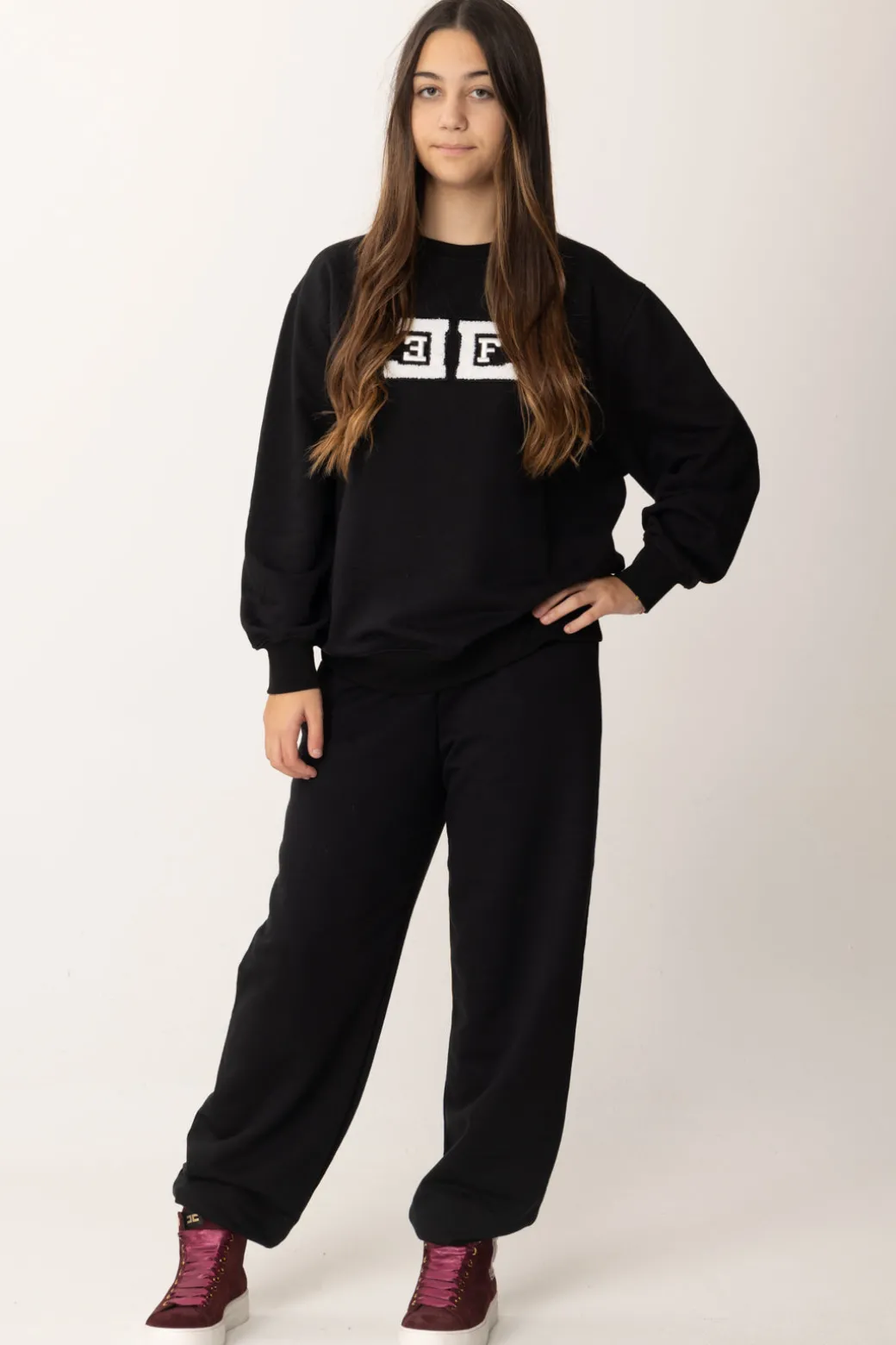 Elisabetta Franchi Bambina Felpa Over con Ricamo Logo
