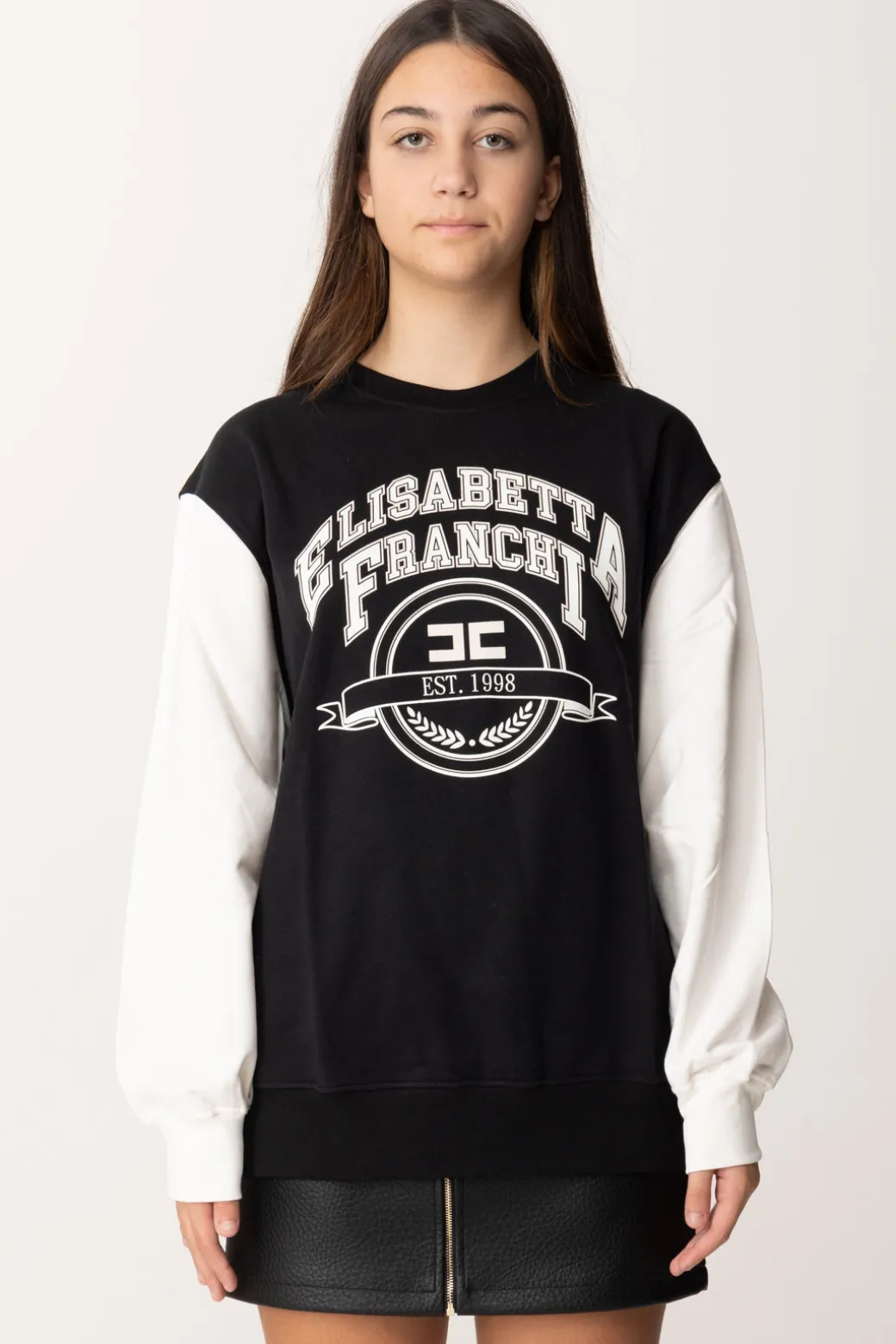 Elisabetta Franchi Bambina Felpa Oversize con Stampa Logo In Stile College
