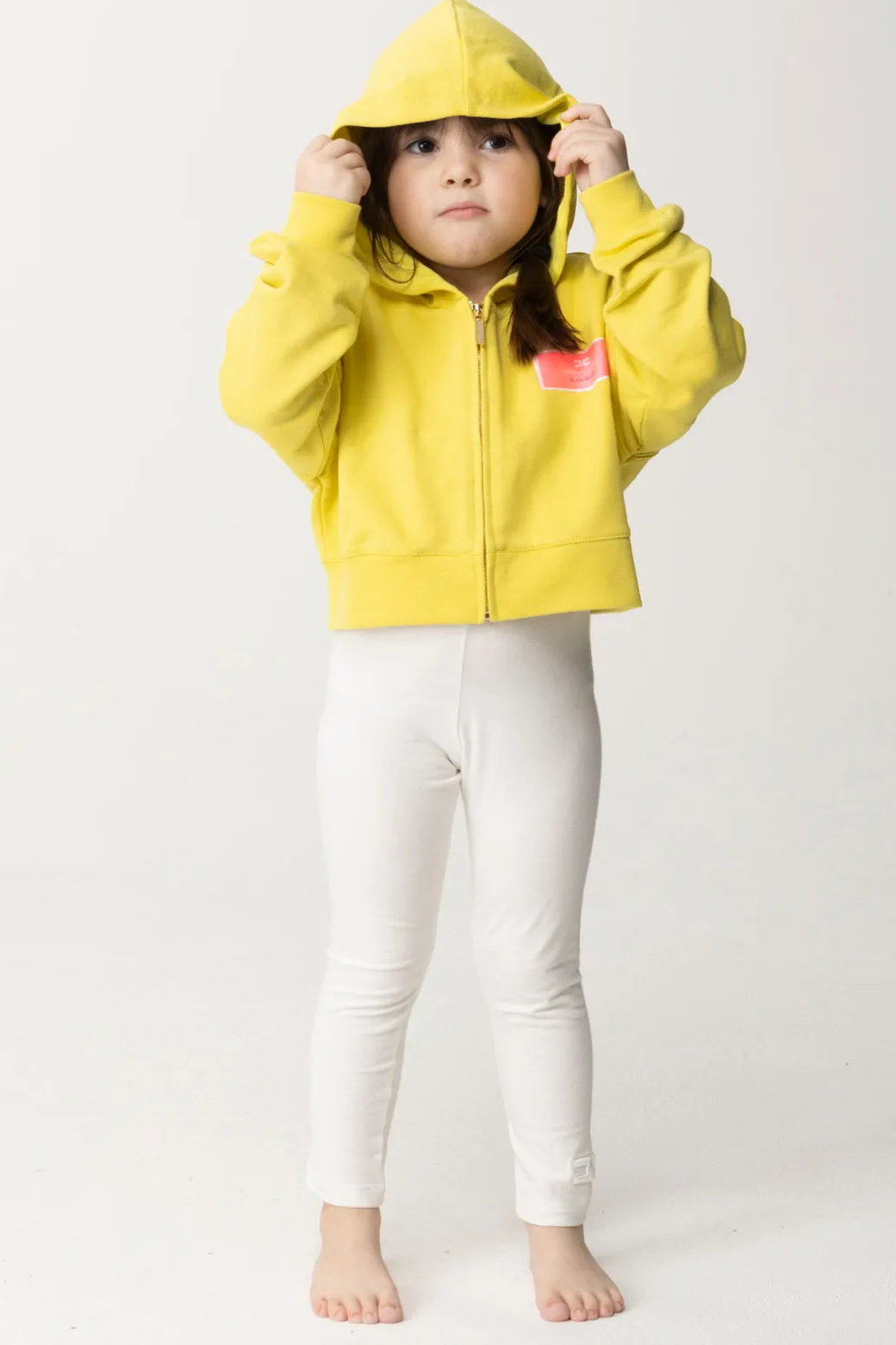 Elisabetta Franchi Bambina Felpa Zippata con Cappuccio Ed Etichetta Logo