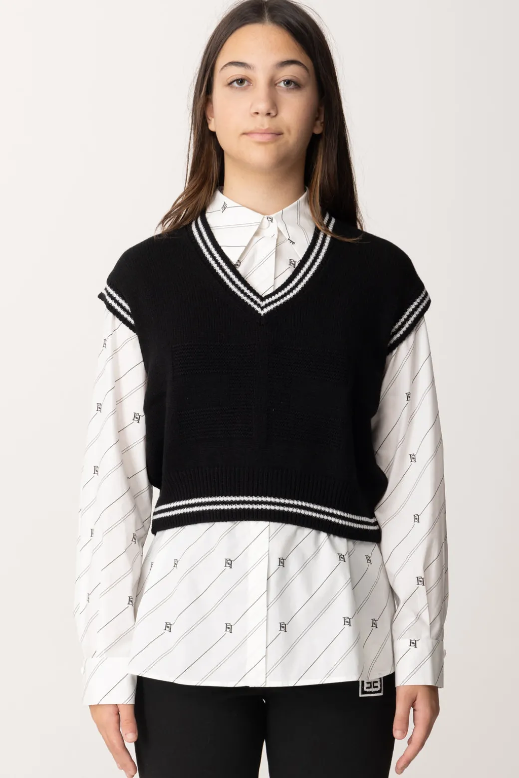 Elisabetta Franchi Bambina Gilet Corto In Lana