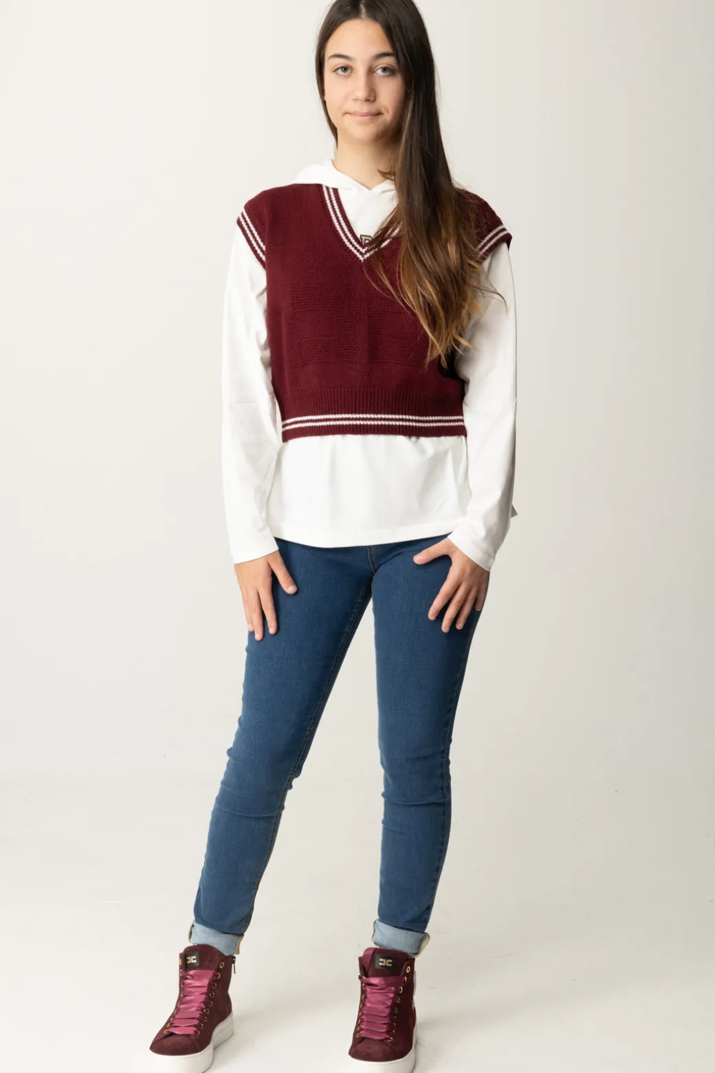 Elisabetta Franchi Bambina Gilet Corto In Lana