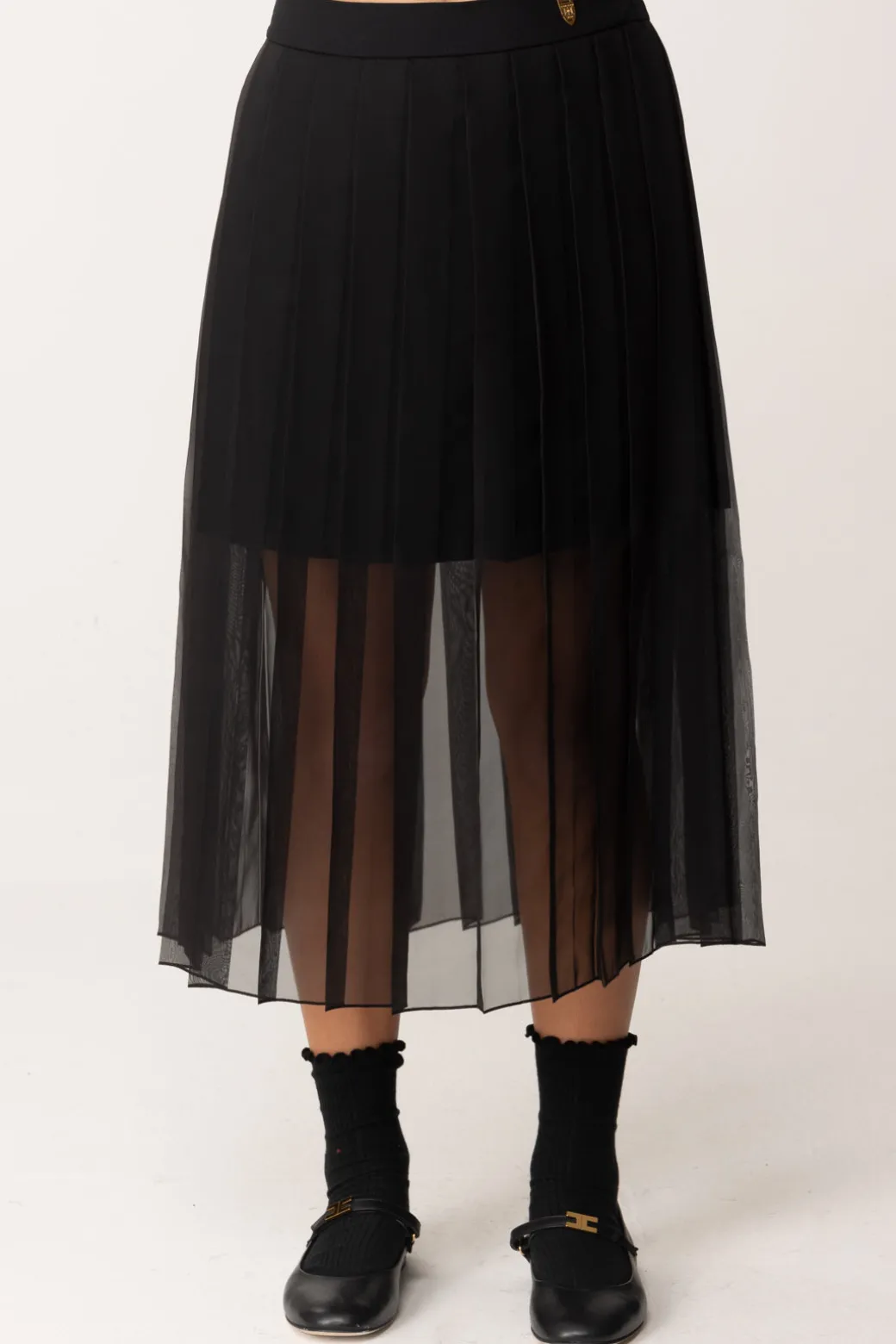 Elisabetta Franchi Bambina Gonna Plissé con Scudetto Logo