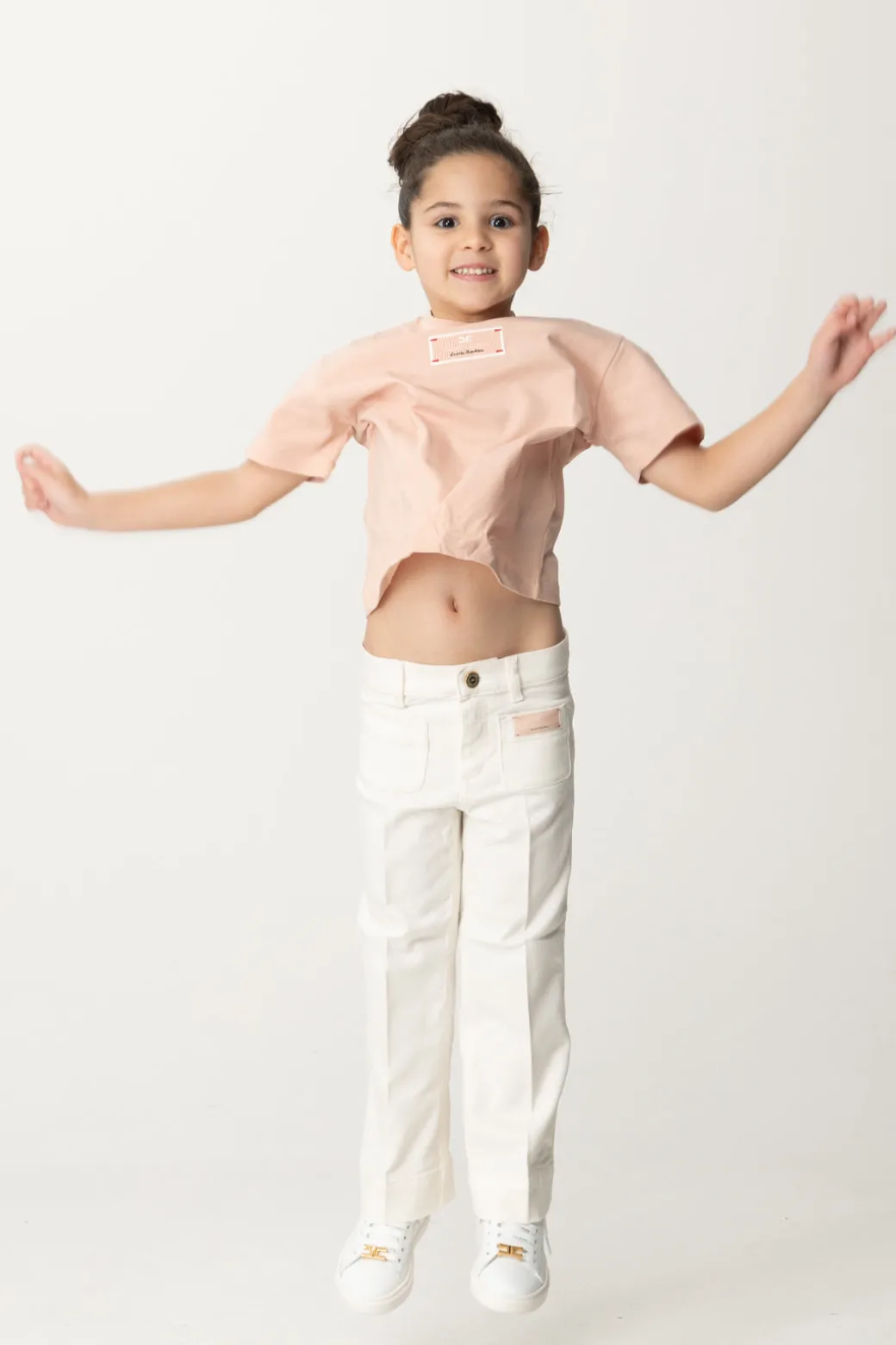 Elisabetta Franchi Bambina Jeans Bianco con Etichetta