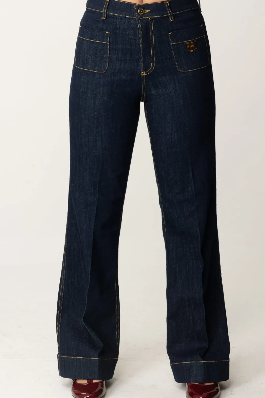 Elisabetta Franchi Bambina Jeans con Placca Logo a Scudetto