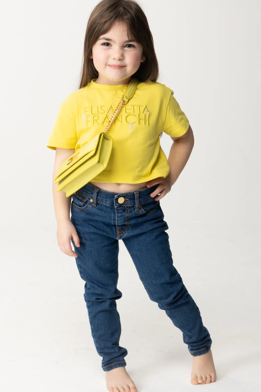Elisabetta Franchi Bambina Jeans Skinny con Etichetta