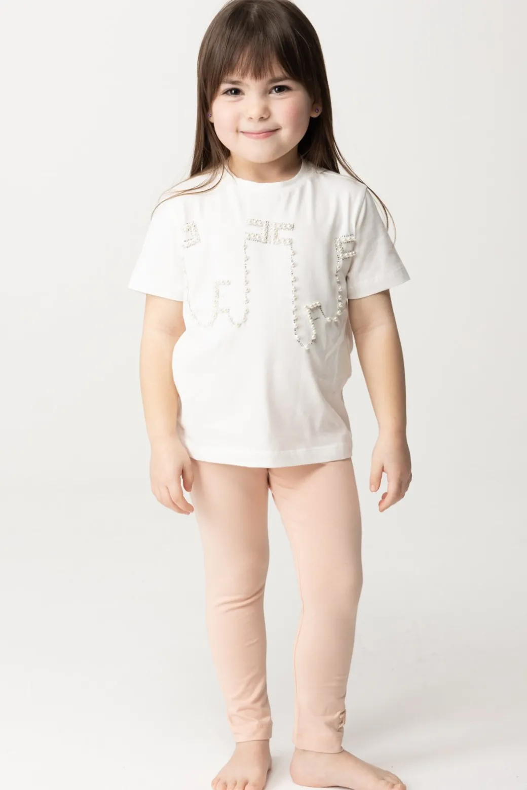 Elisabetta Franchi Bambina Leggings con Logo Cc Ricamato