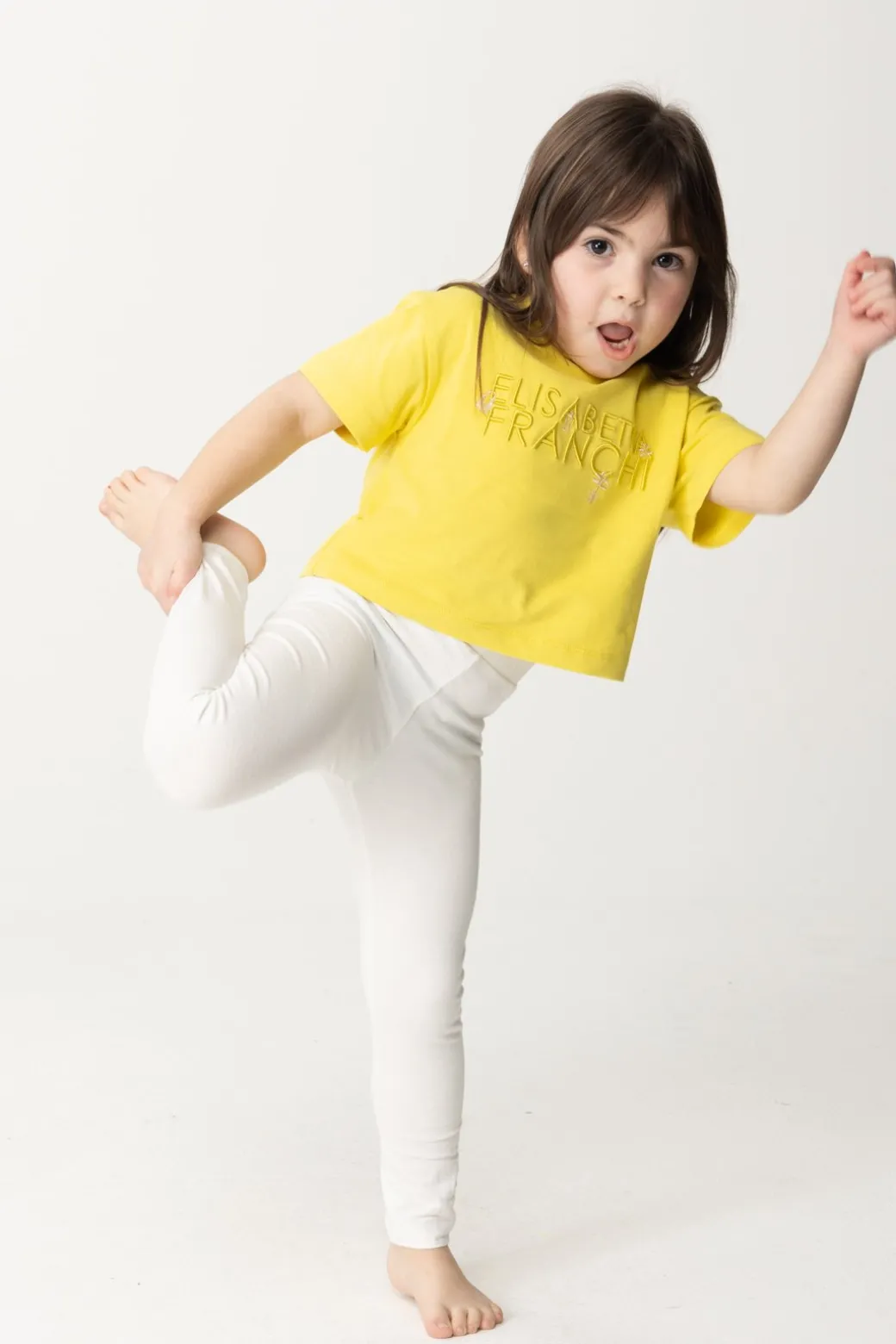 Elisabetta Franchi Bambina Leggings con Logo Cc Ricamato