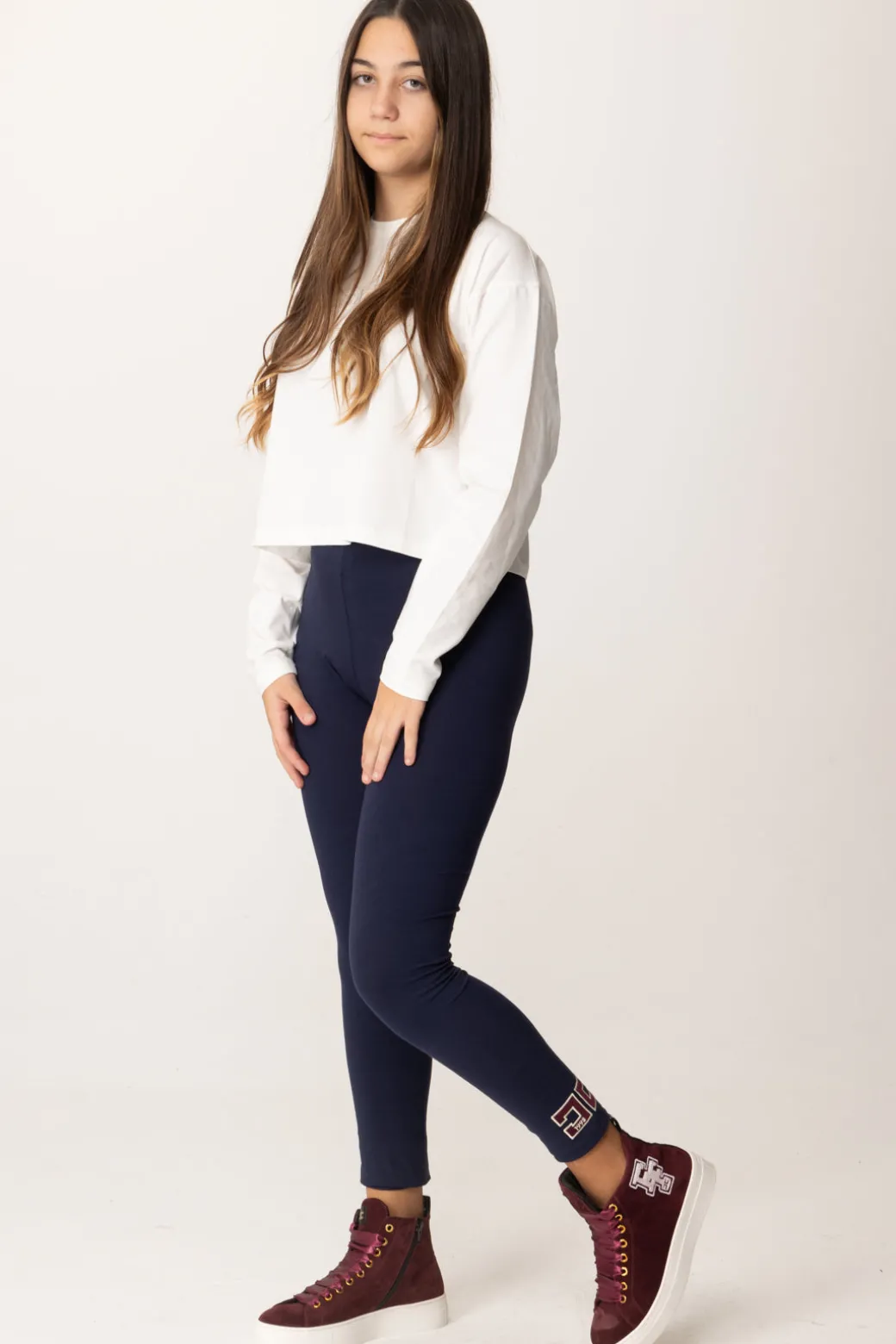 Elisabetta Franchi Bambina Leggings In Jersey con Ricamo Logo Cc