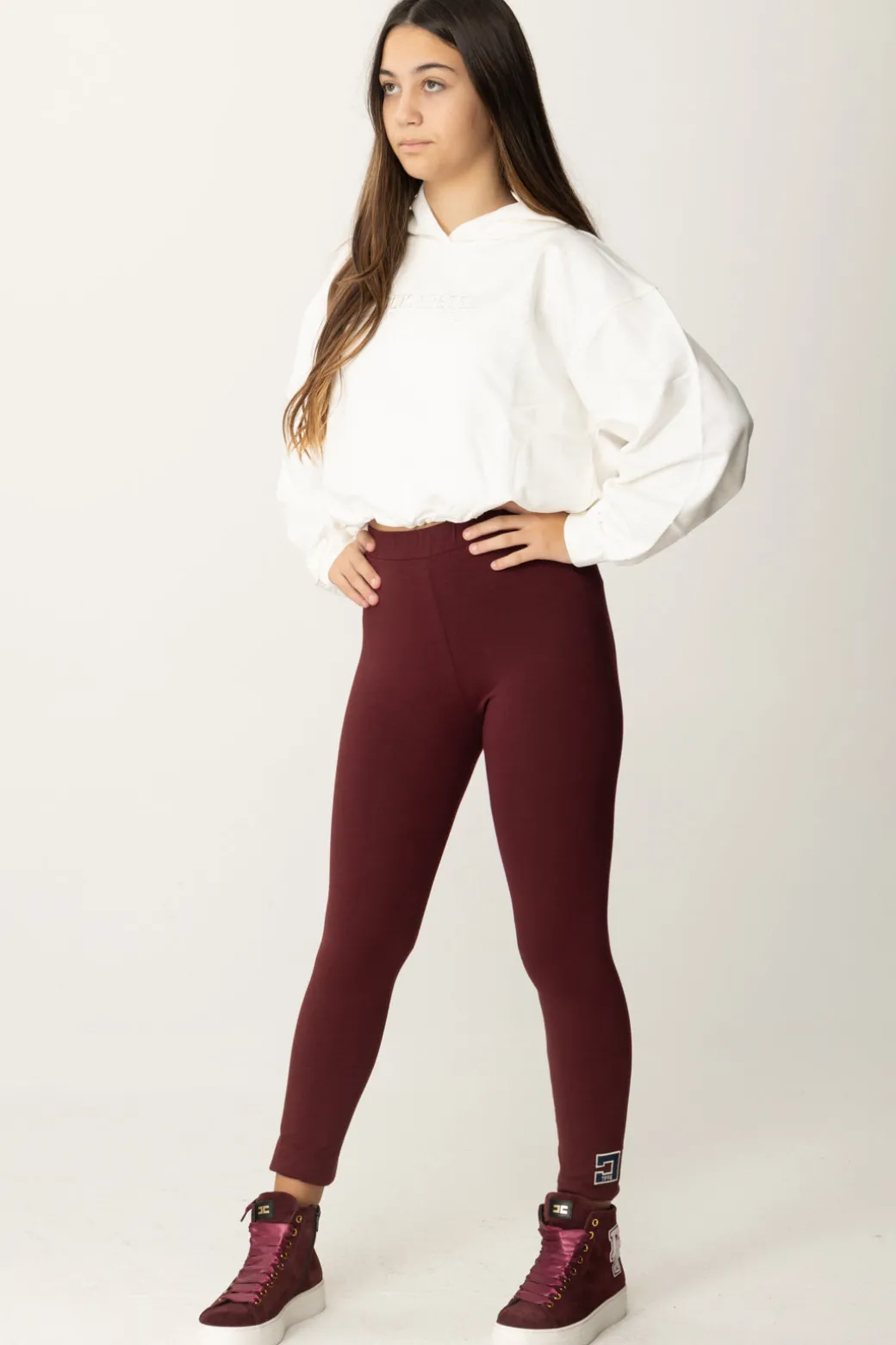 Elisabetta Franchi Bambina Leggings In Jersey con Ricamo Logo Cc