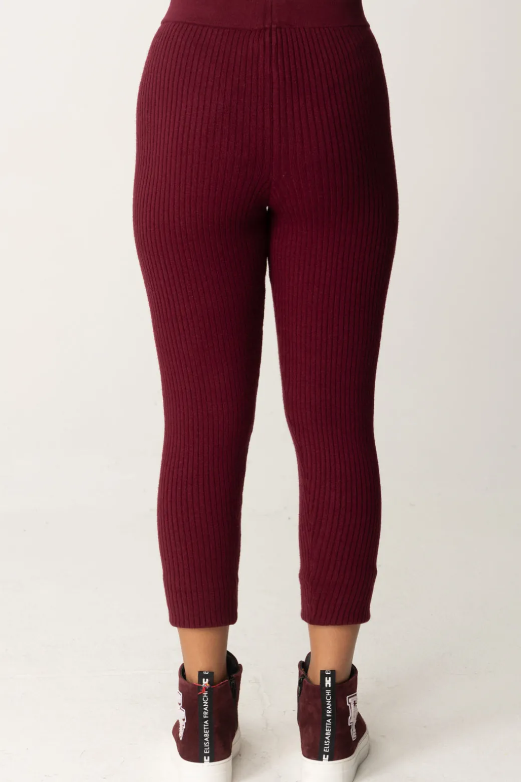 Elisabetta Franchi Bambina Leggings In Viscosa con Logo In VitaROUGE NOIR / BURRO